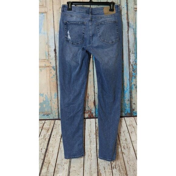 H&M Divided Womens Size 4 Blue Distressed Mid Rise Skinny Denim Jeans - Picture 3 of 9